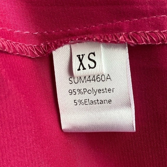 New HTZMO Fuchsia Ruched Cowl Neck Satin Midi Dress Size Extra Small - Picture 15 of 16